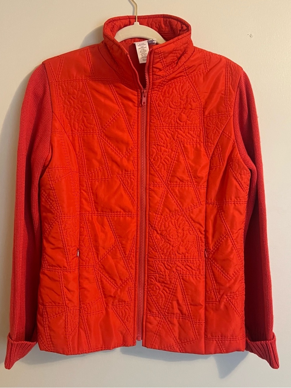 Coldwater Creek Bright Red Quilted Zip Jacket